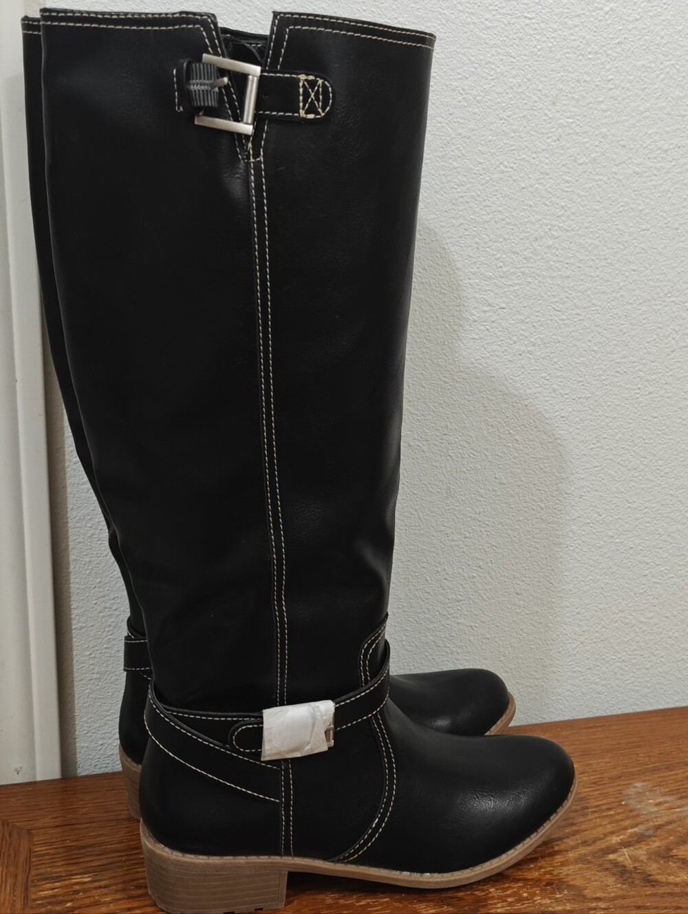 St. John's Bay Black Boots Knee High Doral block Heel Size 9 - Picture 2 of 8